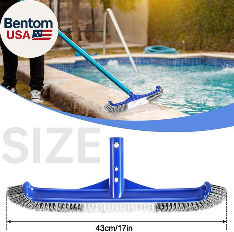 Pool Brush Head, 17" Pool Brushes for Cleaning Pool Walls, Curved Ends High-Effi gallery