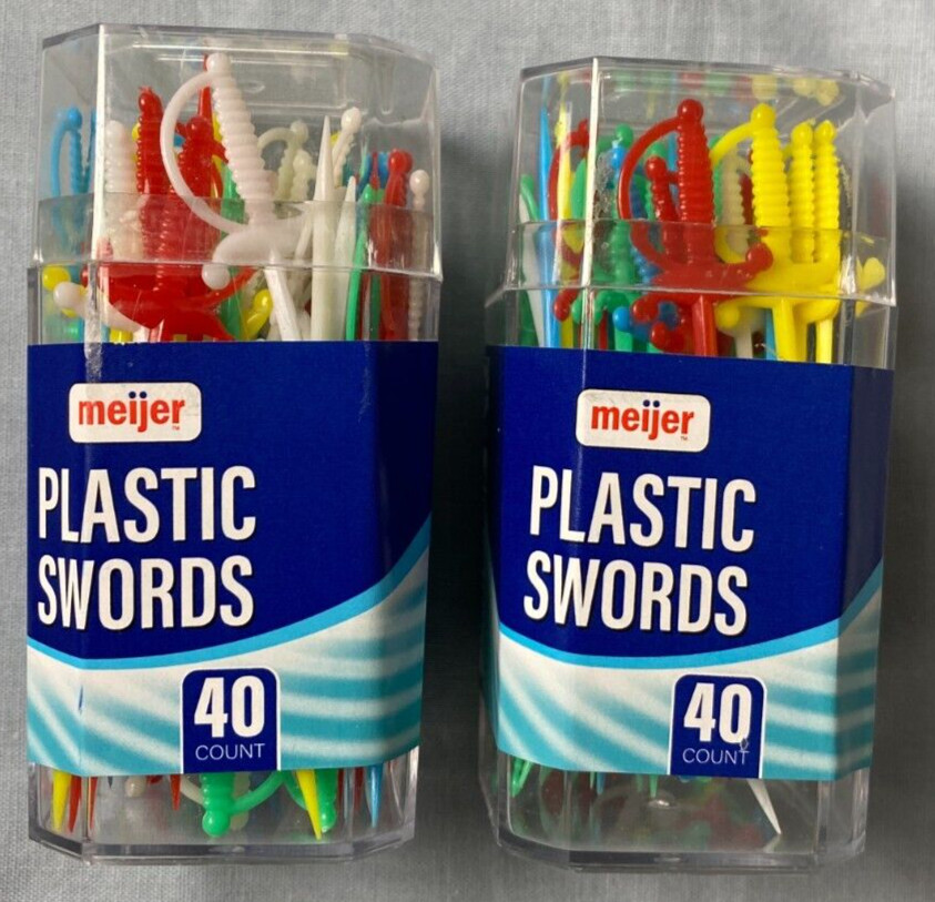 Meijer Plastic Swords Multicolor 40 Count Each Lot of 2 NEW gallery