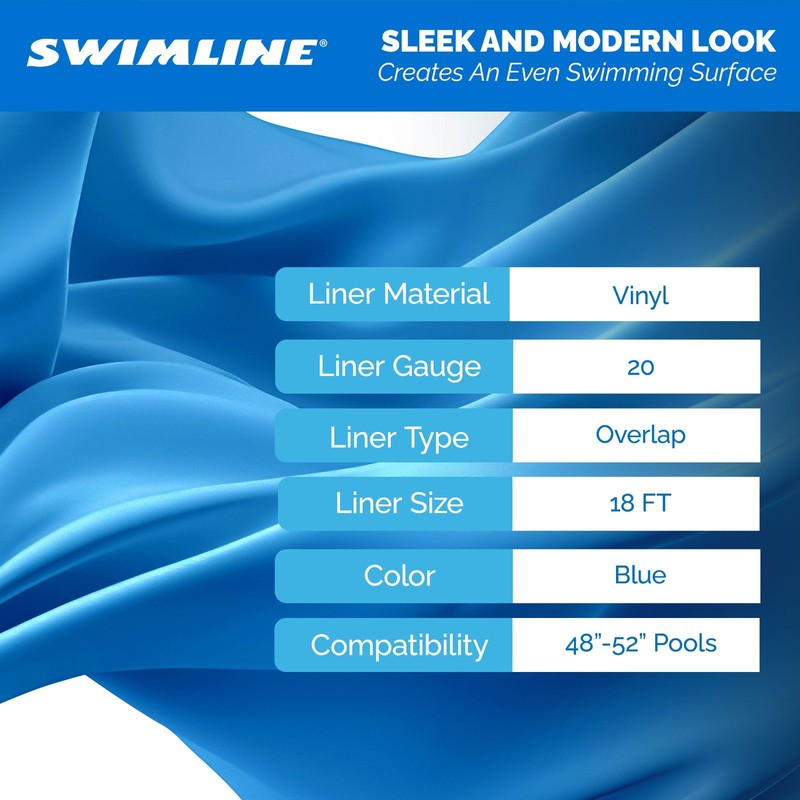 Swimline LI184820 18' Solid Blue Round Above Ground Swimming Pool Overlap Liner gallery