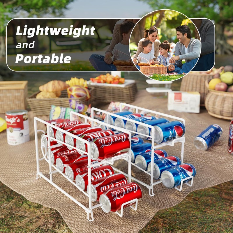 Soda Can Rack Organizer For Pantry Stackable 2 Pack Metal Rustproof Can Dispense gallery