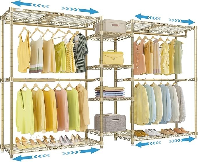 Expandable Clothes Rack Adjustable from 62 to 96 Inches 4 Shelves Storage gallery
