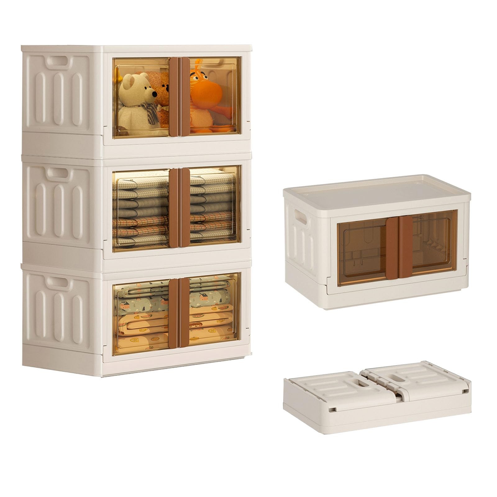 3 Pack 8.4 Gallon Collapsible Storage Boxes, Lidded Storage Box with Door and... gallery