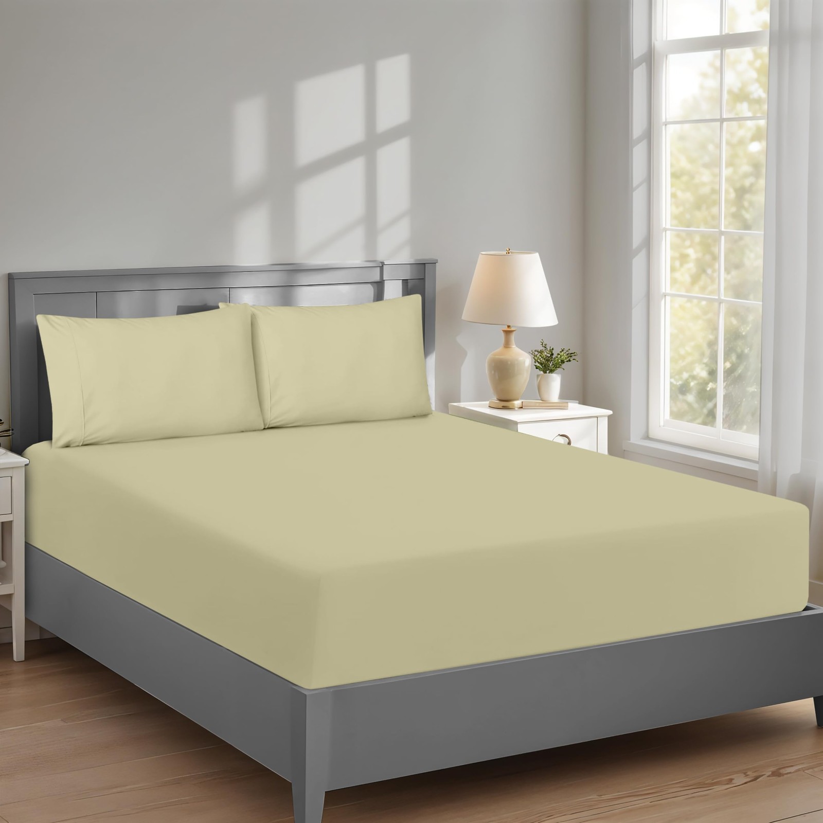 100% Cotton Queen Fitted Sheet Only - Crispy Cooling Percale Sheet - Breathab... gallery