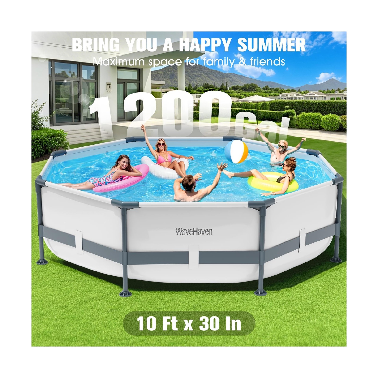 Above Ground Pool,10ft x 30in Frame Deep Swimming Pool, Round Family Pool, La... gallery