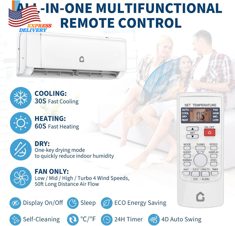 9000 BTU Mini Split AC W/Remote Control19 SEER2 Cools up to 450 Sq. Ft gallery