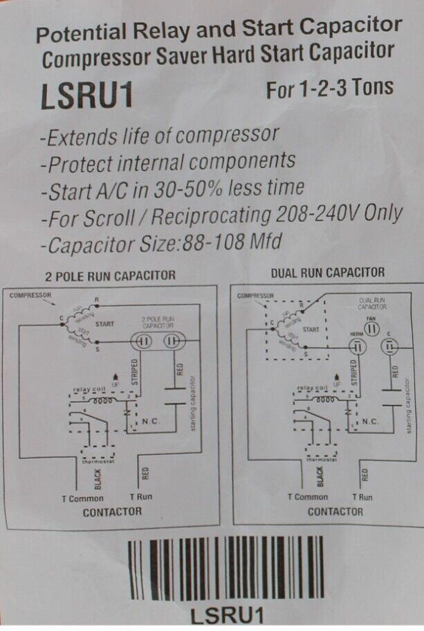 CSRU1 Compressor Saver Hard Start Kit for 1 to 3 Ton Systems SER-U1 LSRU1 gallery