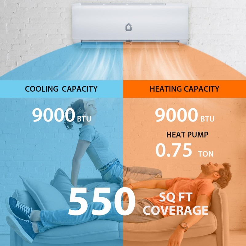 Ductless Mini Split Air Conditioner and Heat Pump 9000 BTU Cool Up to 450 Sq.Ft gallery