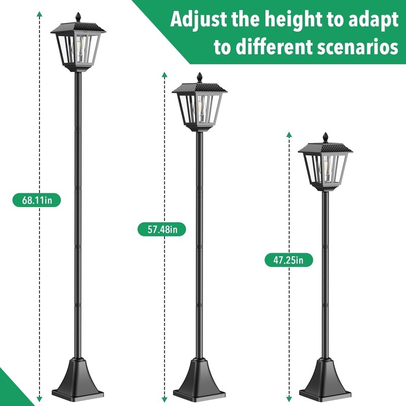 68" Solar Lamp Post Light Outdoor - 3000K Warm White, IP45 Waterproof Post So... gallery
