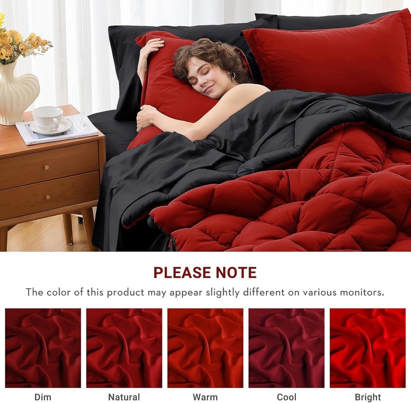 7 Pcs Queen Comforter Set, Reversible Bed in a Bag , All Season Bedding Set gallery