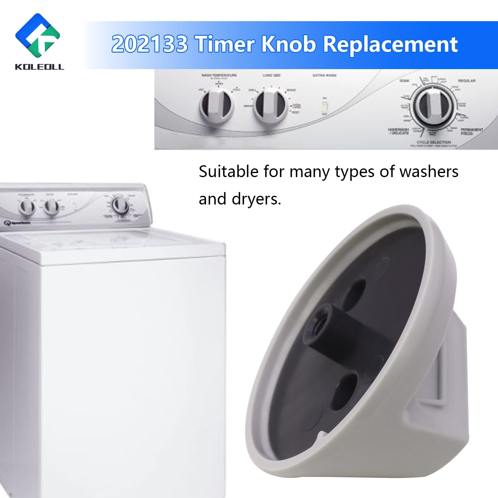 2PC 202133 Timer Knob Compatible with Speed Queen Washer Replace AP5183626 gallery