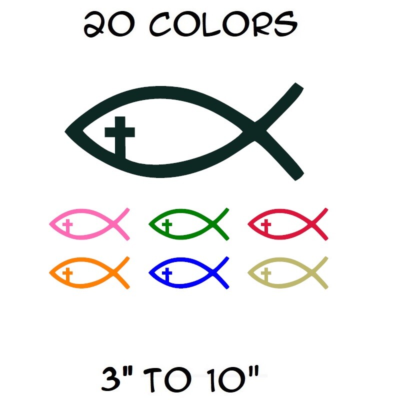 Jesus Fish Sticker Vinyl Decal - Christian God Religion Cross Wall Car Window gallery