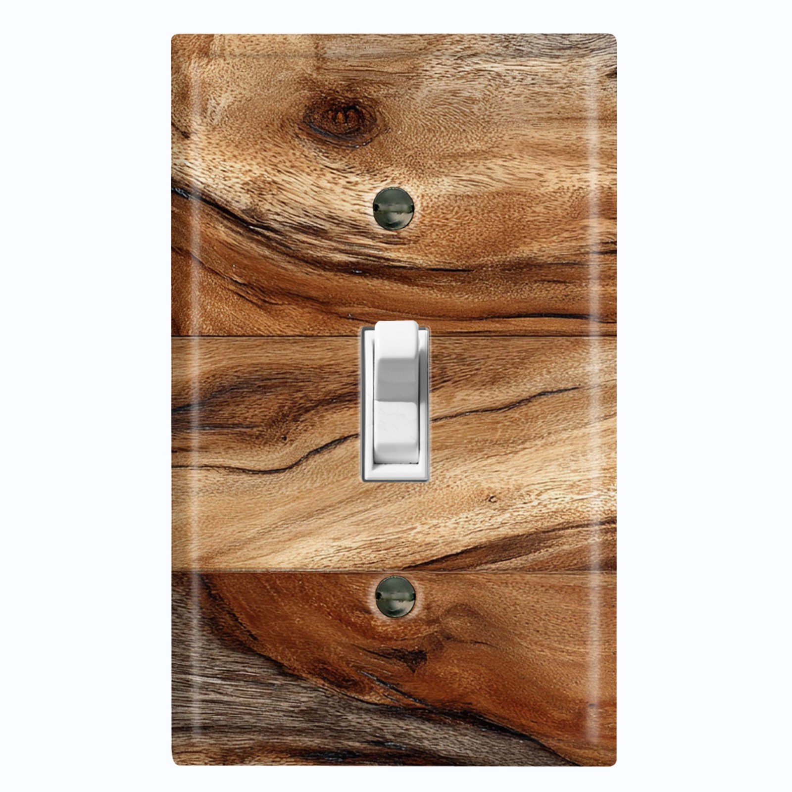 Metal Light Switch Outlet Cover Wall Plate Brown Wood Plank PRINT Decor FOS149 gallery