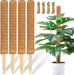 【4 Pack】 Moss Pole, 17 Inch Coco Coir Totem Poles Extending to 53 Inches, Plant
