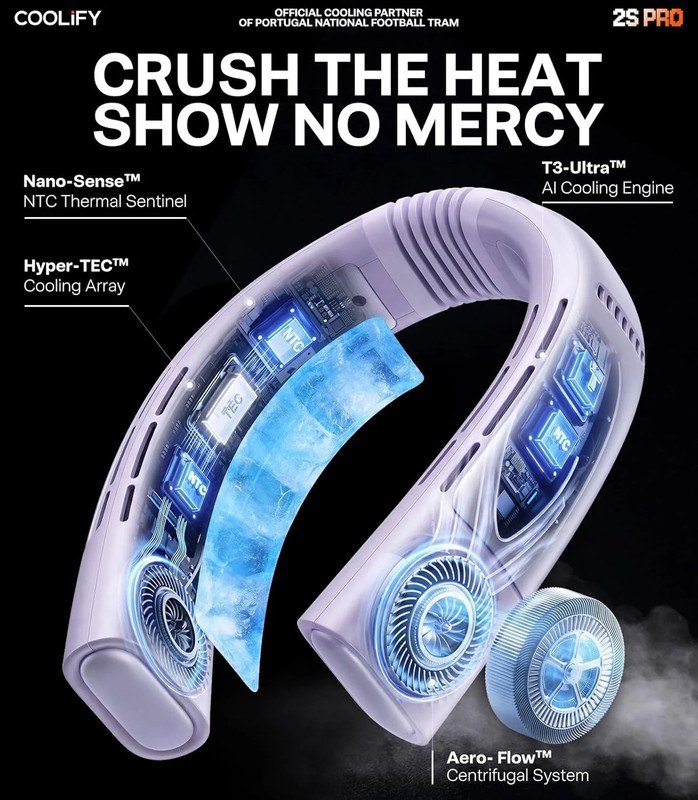 TORRAS Coolify 2S PRO Neck Cooler & Neck Fan - Purple | #1 Ice-feel cooling neck gallery