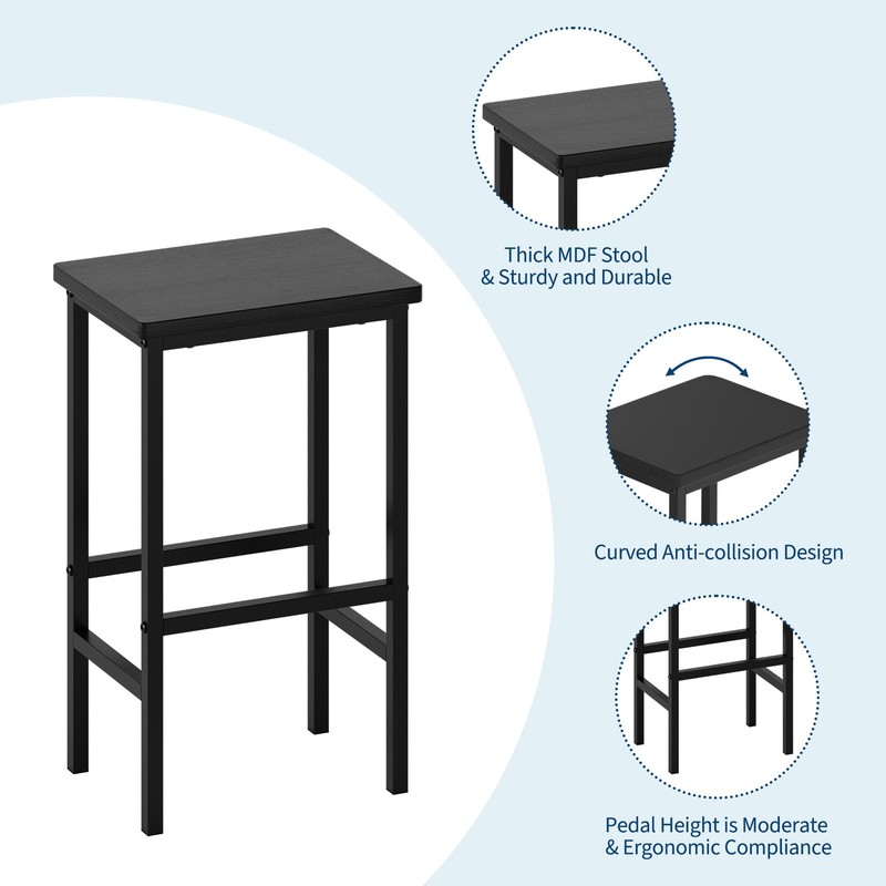 36" Dining Table Set for 2, Kitchen Table and 2 Bar Stools with Storage Shelves gallery