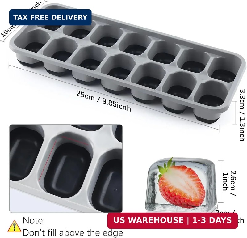 Ice Cube Tray 4 Pack, Easy-Release & Flexible 56 pcs Silicone Ice Cube Trays wit gallery