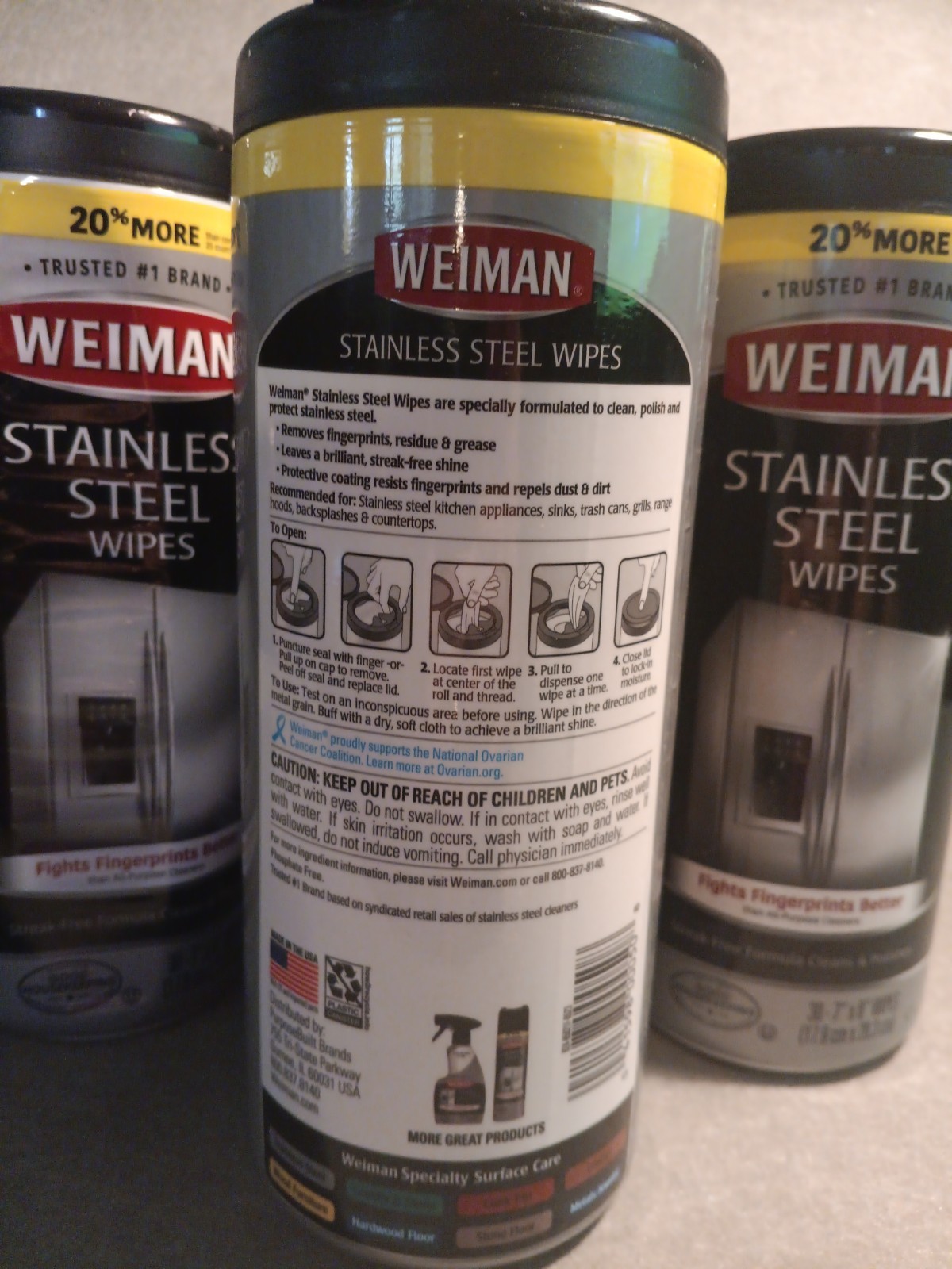 4PK X 30 Count Weiman Stainless Steel Surface Cleaning Polishing Protecting Wipe gallery