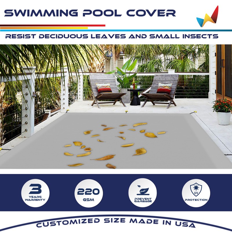 Inground Winter Pool Cover Rectangle Swimming Heavy Duty Safety Mesh Cover Gray gallery