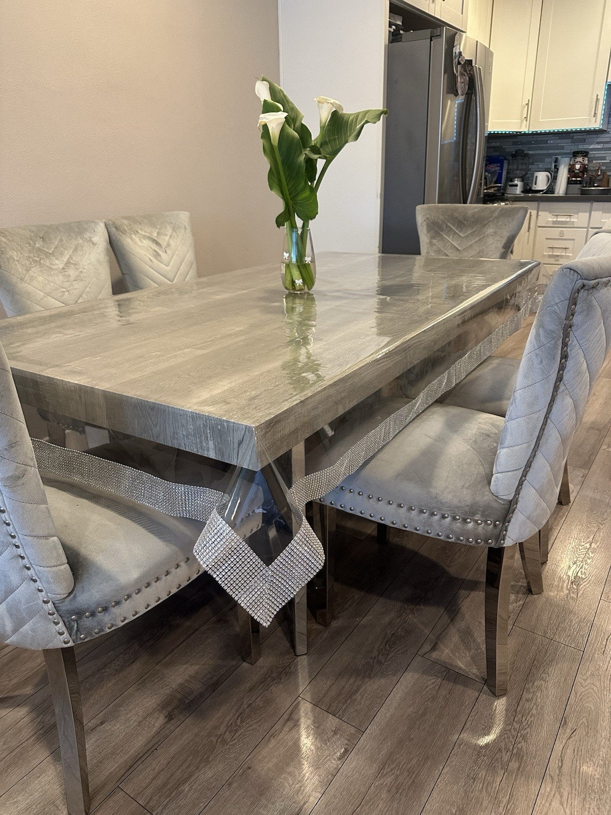 Transparent pvc (silicone) tablecloth. Size 87/53inches 0.5 mm silicone gallery