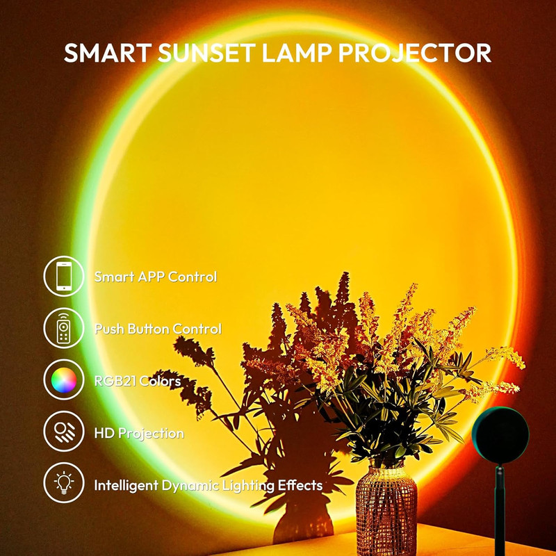 Sunset Lamp Projector with APP Control - 21 Color Changing LED Sunset Light, 180 gallery