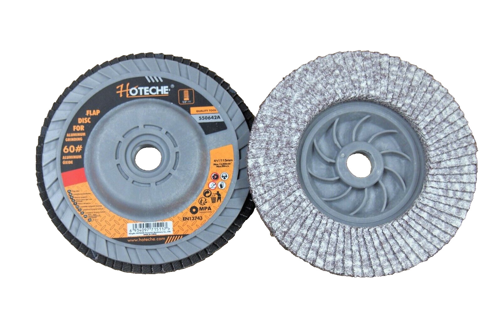 10Pc Flap Disc Speed Hub Grinding wheel 4-1/2" x 5/8"-11 60 Grit For Aluminum gallery