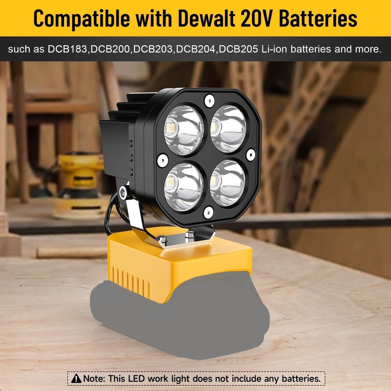 40W 6000LM flashlight，Azocek LED Work Light Compatible with Dewalt 20V Battery gallery