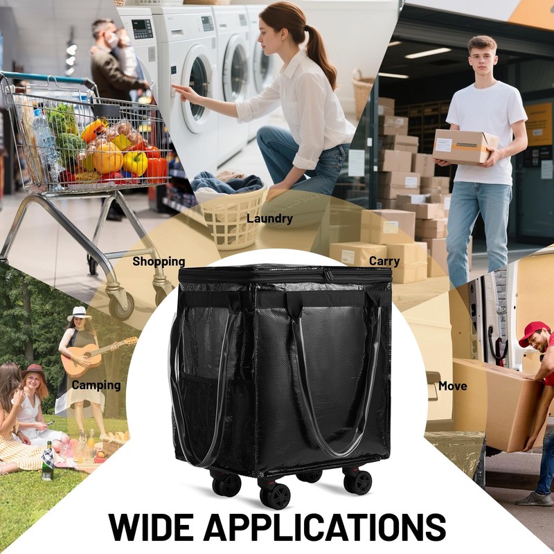 (Medium) Reusable Grocery Bag on Wheels with Upgraded Wrinkle-Resistant Fabri... gallery