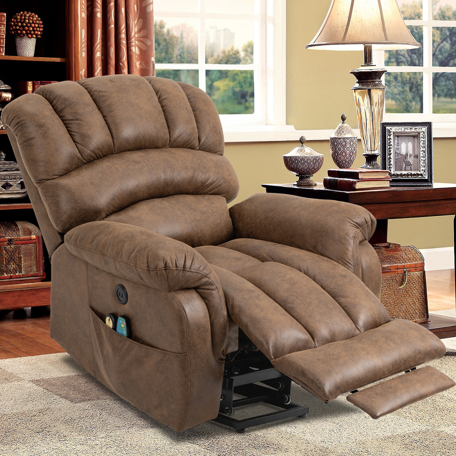 Big Tall Large Electric Power Lift Recliner Chair Extended Footrest Massage Heat gallery