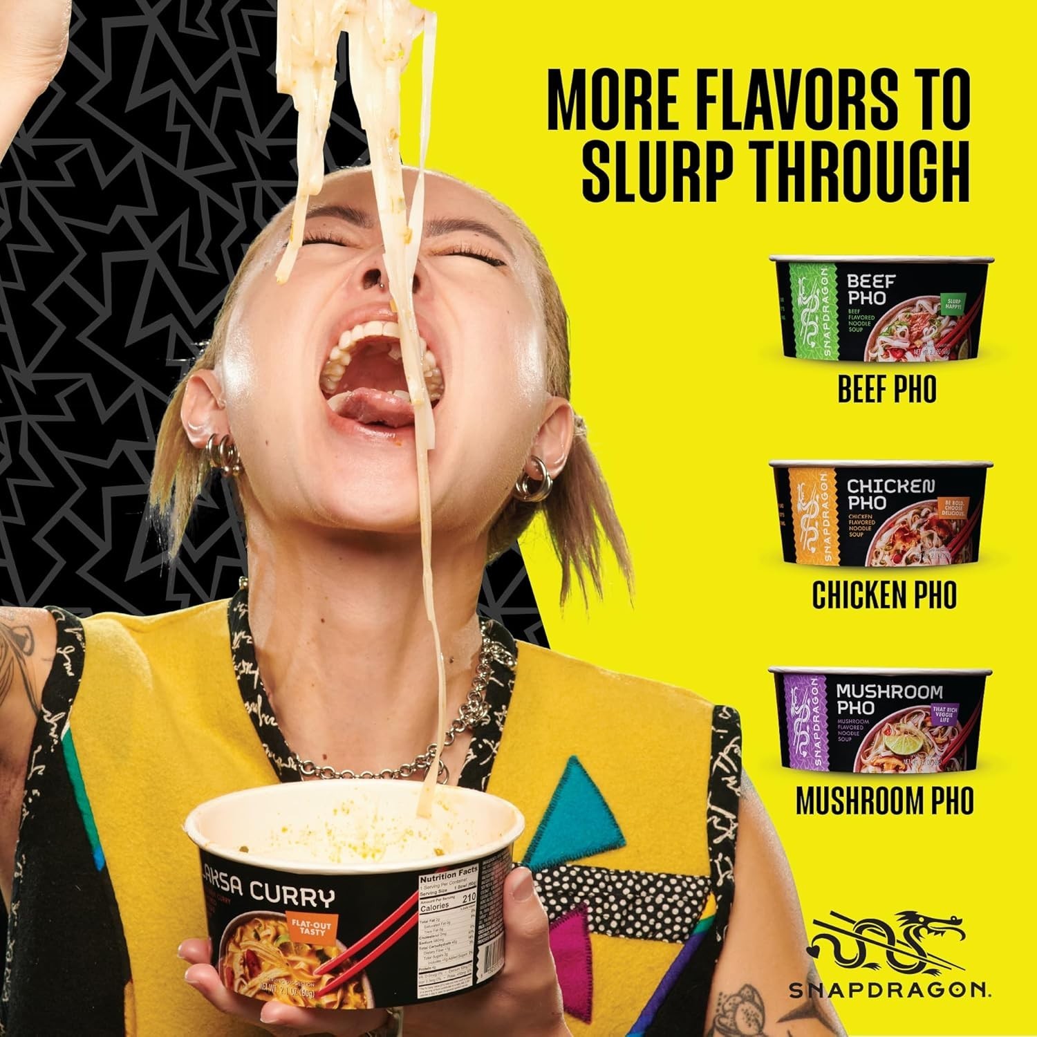 Snapdragon Laksa Curry Instant Noodle Bowls | 2.1 Ounce (Pack of 6), green gallery