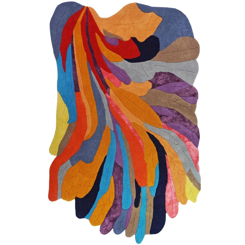 Multicolor Abstract Leaf Irregular Area Rug - Hand Tufted 6x9 |8x10 multicolor gallery