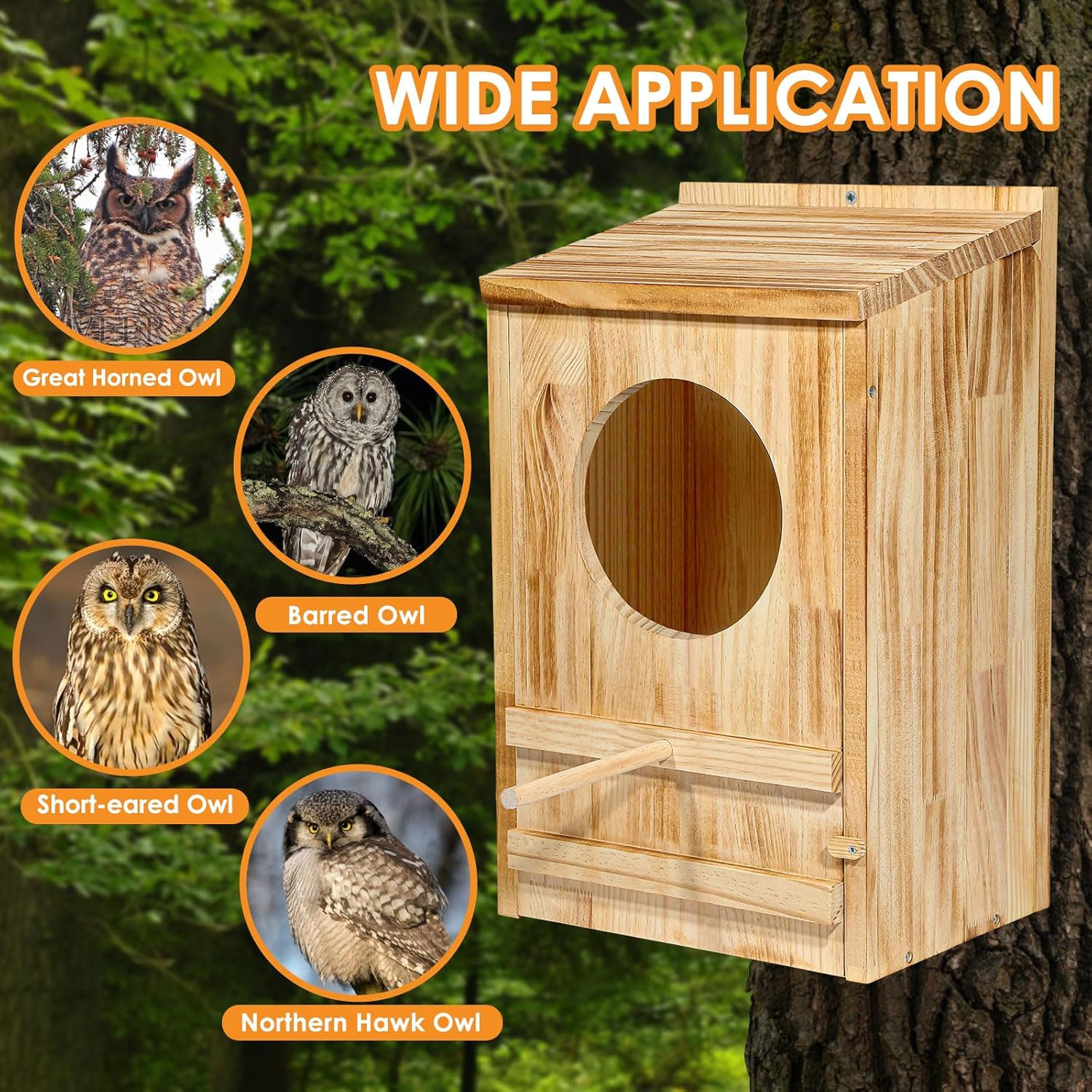 Large Great Horned Owl House,Owl Nesting Box for Outside,Wooden Nest House 14''X gallery