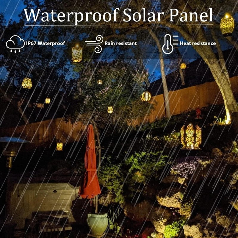 2 Pack Solar Light Replacement Top 3.15in Waterproof LED Lantern for Garden Use gallery