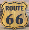 Route 66 Rustic Wood Wall Decor Sign - 14" x 13-1/2" x 7/8" NEW! Man Cave Cars gallery