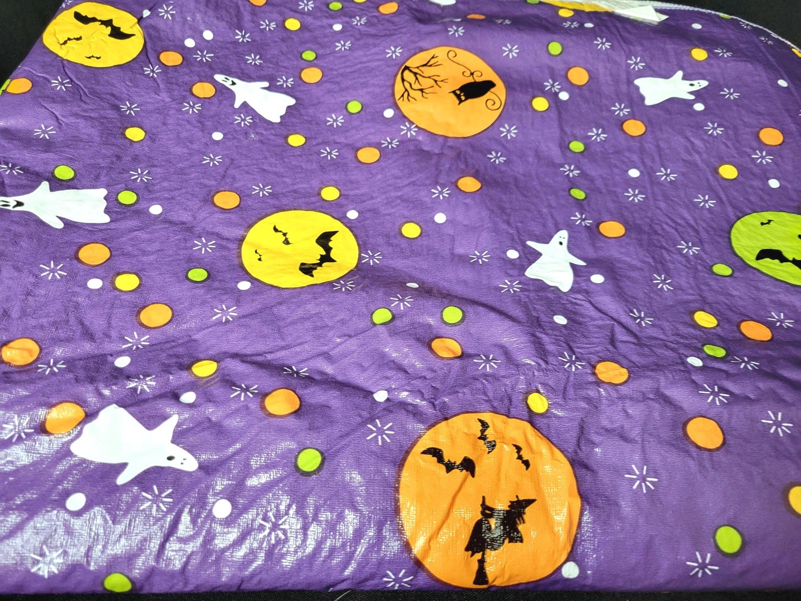 Vintage Halloween Purple Vinyl Rounded Corners Party Tablecloth 60"L x 40"W gallery