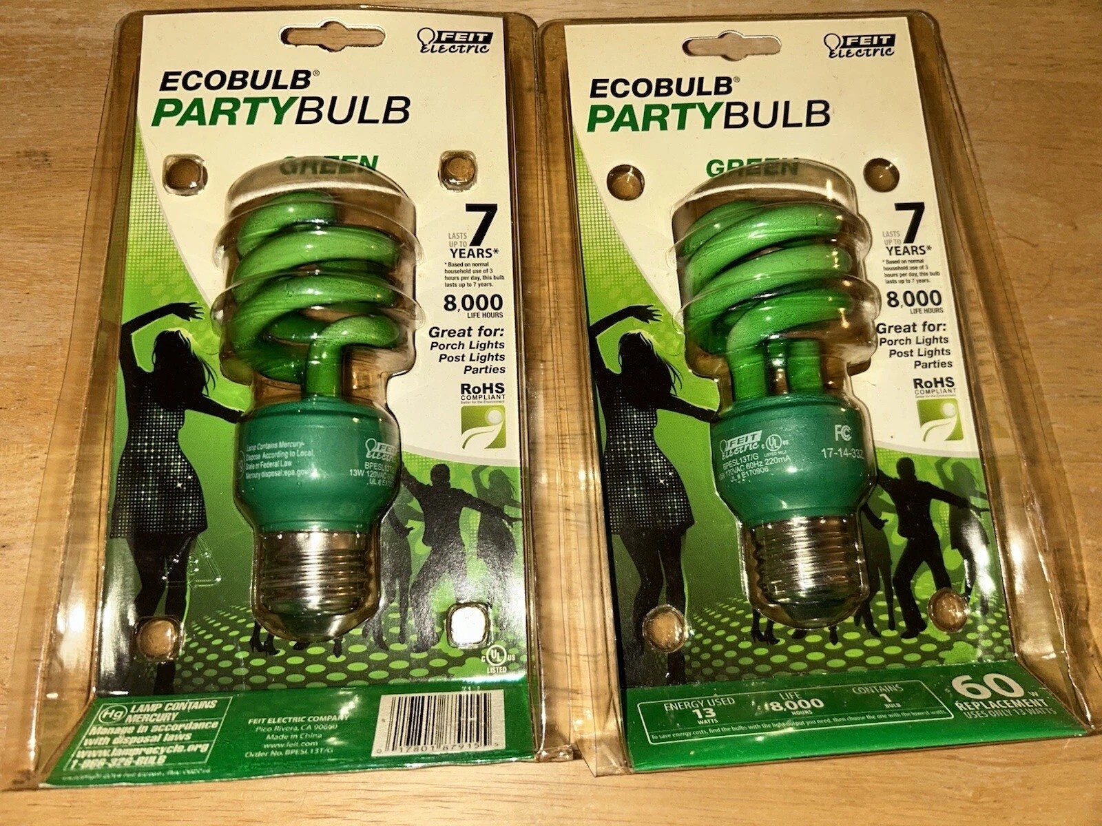 Feit Electric GREEN Party Bulb Bulbs *Set Of 2* 8,000 Life Hours Each gallery