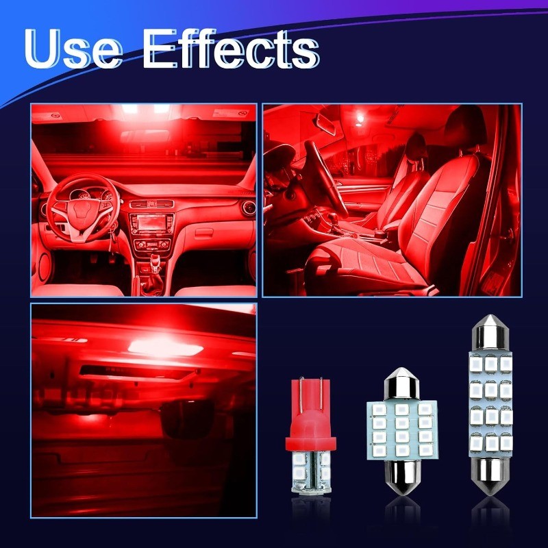24PCS LED Interior Replacement Bulbs, Interior Car Lights, Dome Lig Color: red gallery