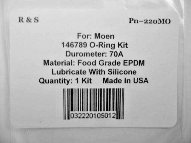 O-Ring Kit for Moen Spouts / 146789 / R&S 220MO / Food Grade FDA EPDM Mat. gallery