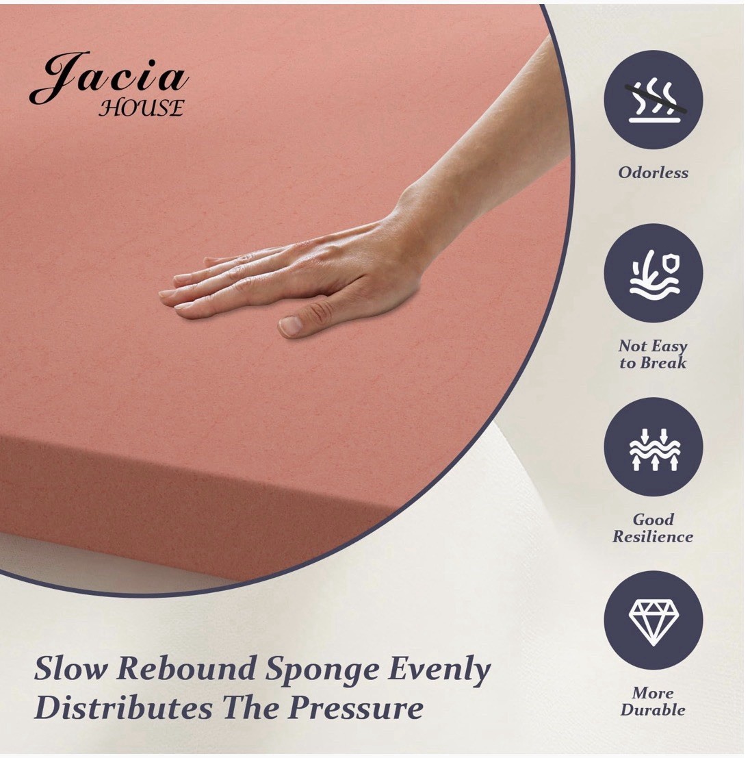 Jacia 3” Memory Foam Topper, For Use In RV’s & Campers Short Queen 60”W x 74”L gallery