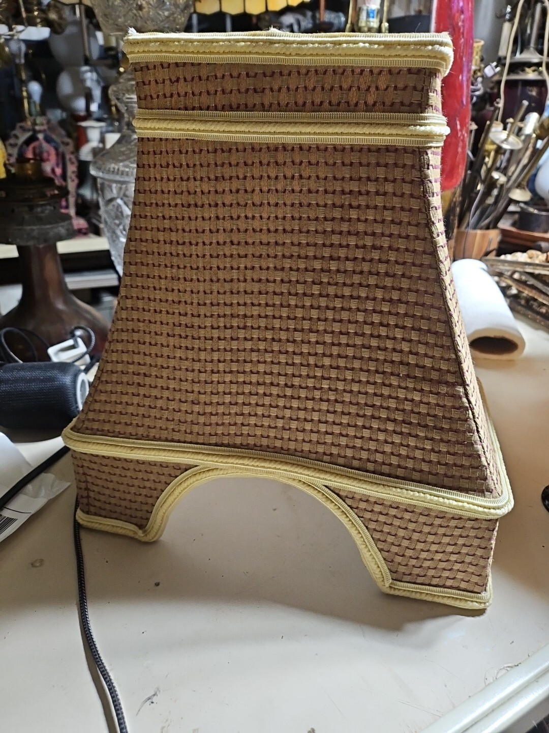 High End Quality Fabric Lamp Shade Arc / Tower Shape Lamp Shades 7X4X12X11 RARE gallery