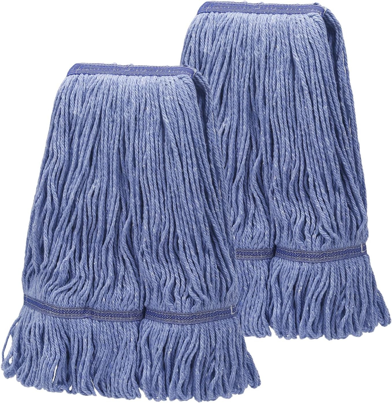 2 Pack Blue Commercial Mop Head Replacement Reusable Cotton Looped End Refills gallery