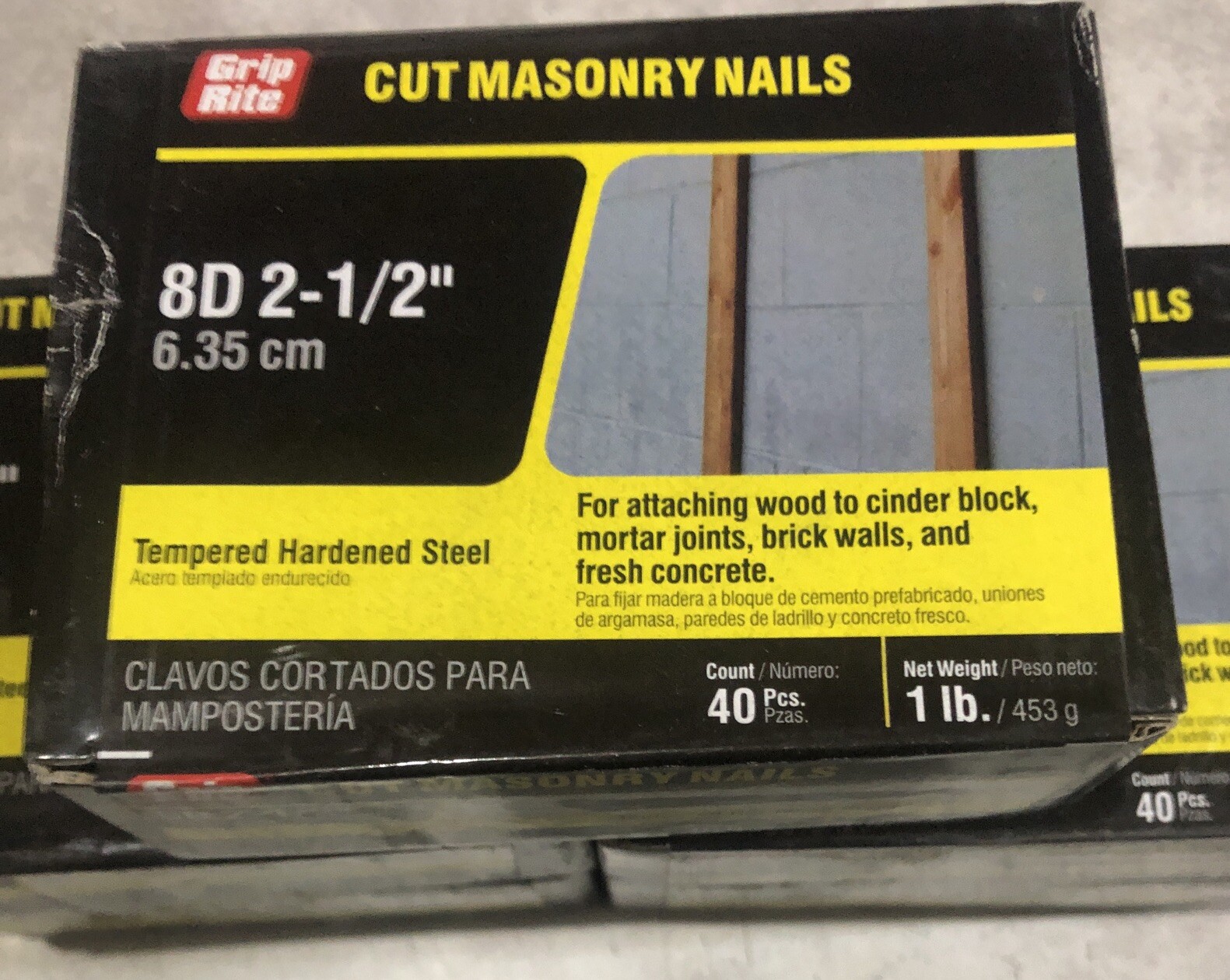 5 Lbs. Grip-Rite 2-1/2” 8CUTMAS1 T-Head Head Masonry Cut Nail Steel gallery