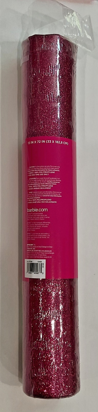 Malibu Barbie Party PINK GLITTER TABLE RUNNER Measures 13" Wide x 72" Long NEW gallery