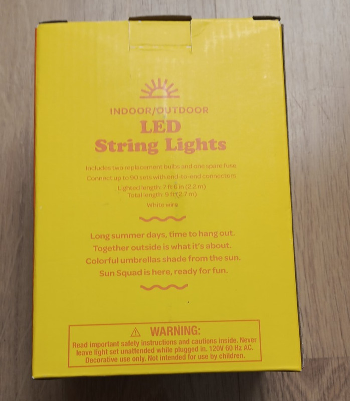 Sun Squad LED String Lights 10CT Indoor Outdoor Weather Resistant White Bulb 9FT gallery