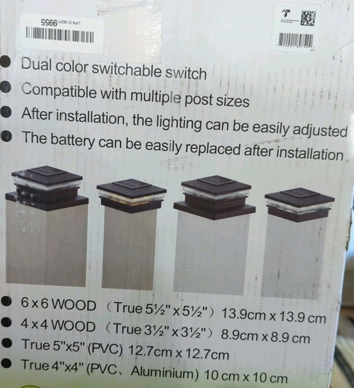 1/2/4/6/8/12 Solar Post Lights Trex Deck Cap Fence Light PVC Wood 3.5 to 6 Black gallery