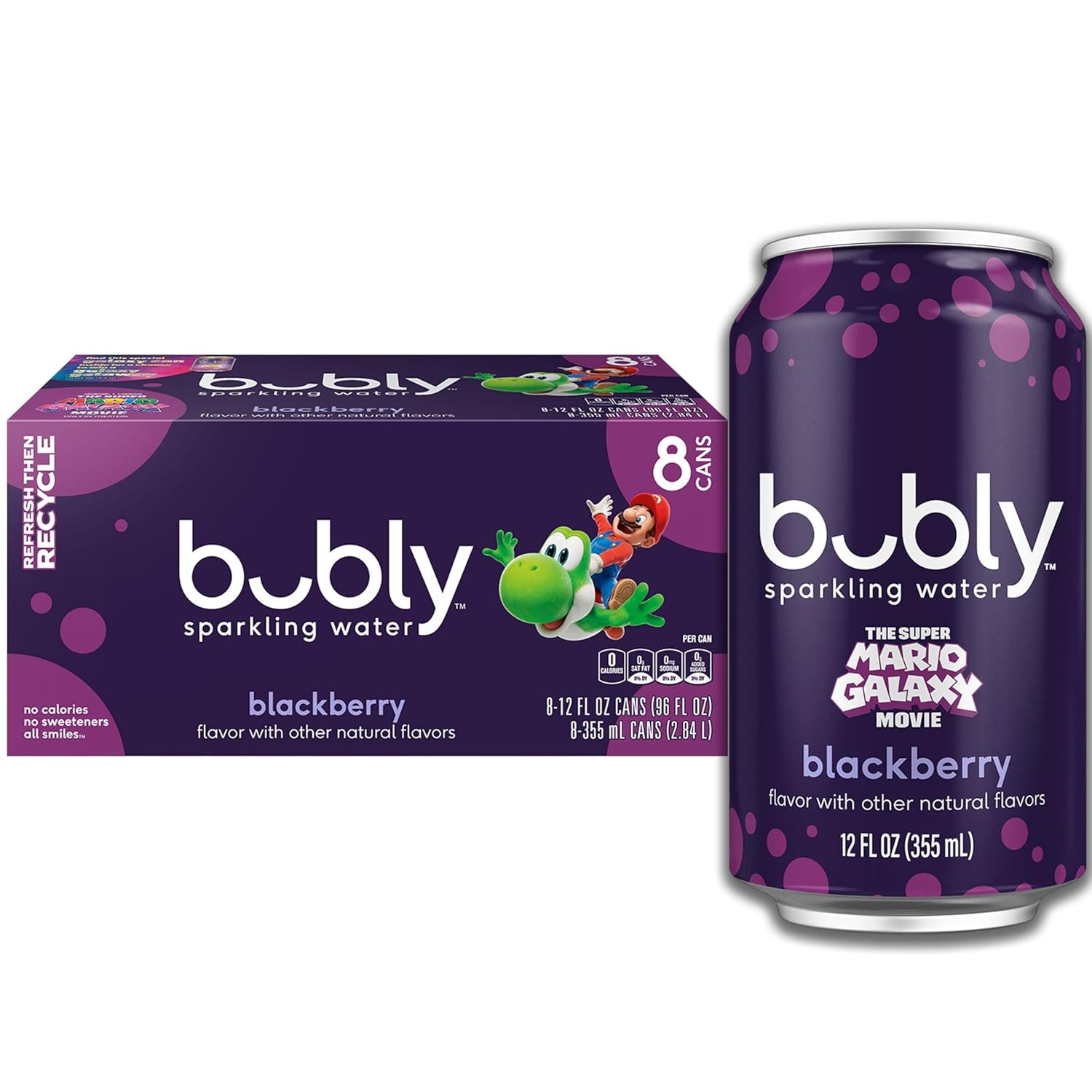 bubly Sparkling Water, Blackberry, 12 Fl Oz Cans (Pack of 8) gallery