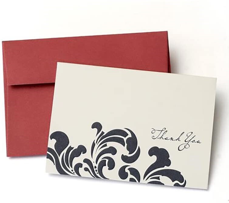 Thank You Blank Cards Embossed Folded Note Card Script with Envelopes 20 Count gallery