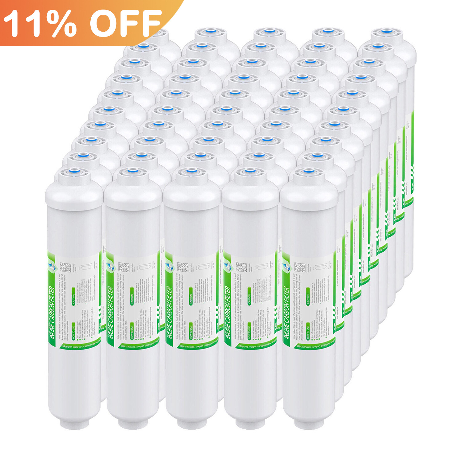 50 Pack 10"x2" T33 Inline Post Carbon Polishing Water Filter 1/4" Quick Connect gallery