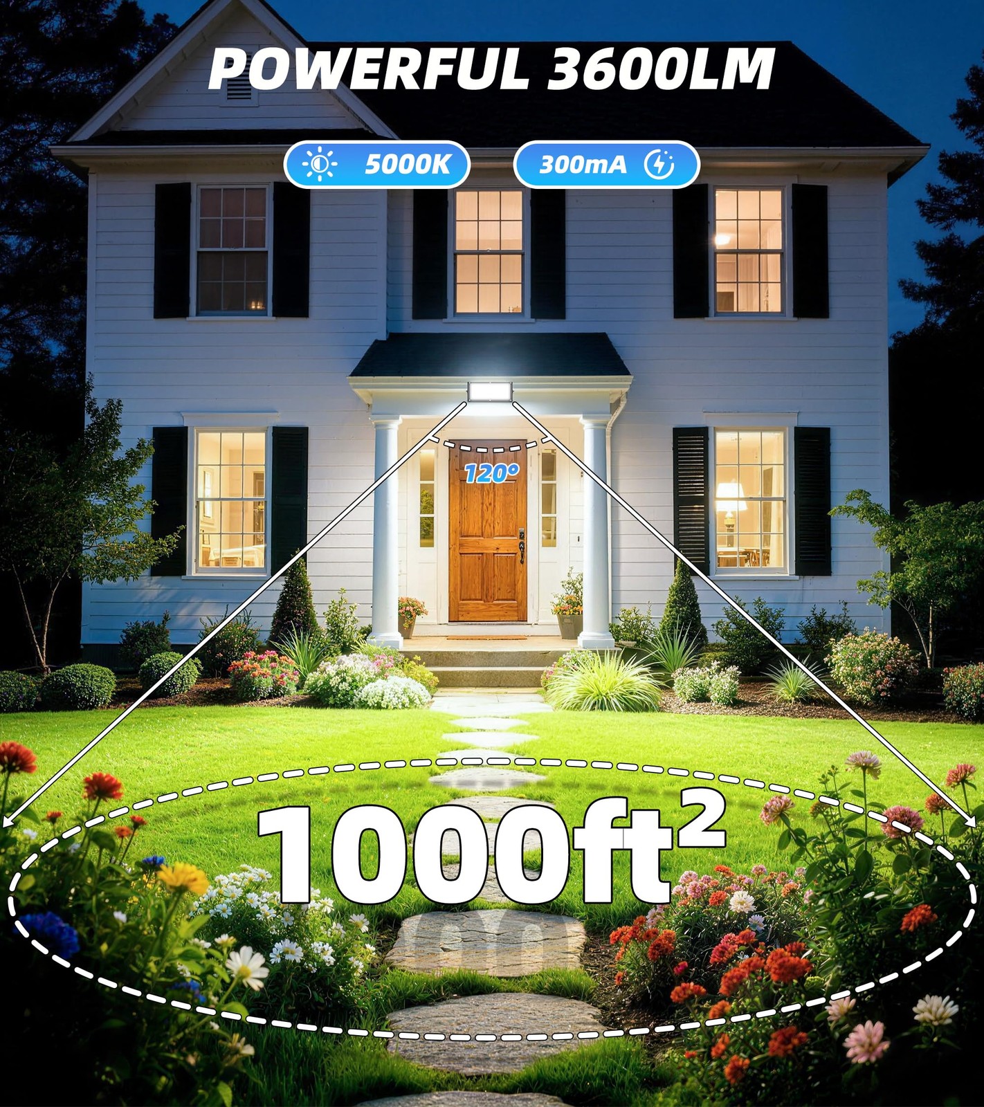 2 Pack 30W LED Flood Lights Outdoor, IP66 Waterproof 3600LM Plug in Work Light w gallery