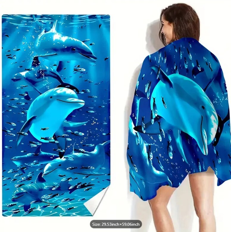 Dolphin Pool/Beach Towel Soft, Fast Dry, 29.5 x 59 inches gallery