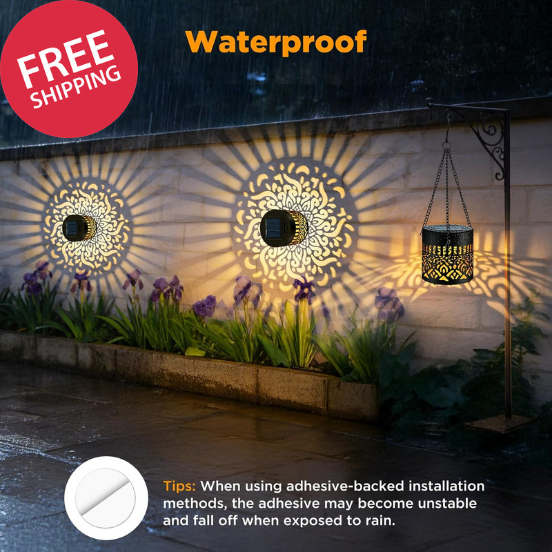 2 Pack Decorative Solar Mandala Lights, Solar Fence Lights Outdoor, Hanging LED gallery